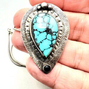 Native American Pendant Necklace Turquoise Sterling Silver